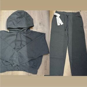 Aritzia TNA sweatsuit in echo grey, brand new with tags!! Selling as a set 🩶